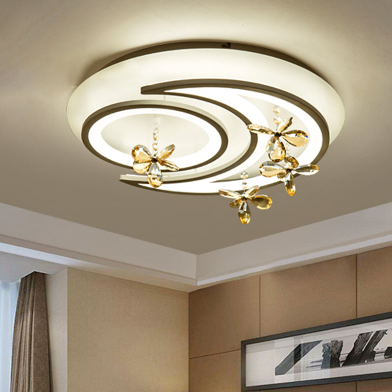 White Flower/Cloud/Moon Flushmount Contemporary LED Acrylic Close to Ceiling Lamp for Bedroom Clearhalo 'Ceiling Lights' 'Close To Ceiling Lights' 'Close to ceiling' 'Flush mount' Lighting' 281180