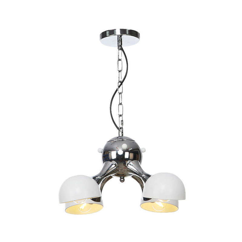 Industrial Dome Hanging Light Fixture Metallic 3/4/5 Heads Living Room Chandelier Lamp with Downrods/Chain in Black/Chrome Clearhalo 'Cast Iron' 'Ceiling Lights' 'Chandeliers' 'Industrial Chandeliers' 'Industrial' 'Metal' 'Middle Century Chandeliers' 'Rustic Chandeliers' 'Tiffany' Lighting' 281487