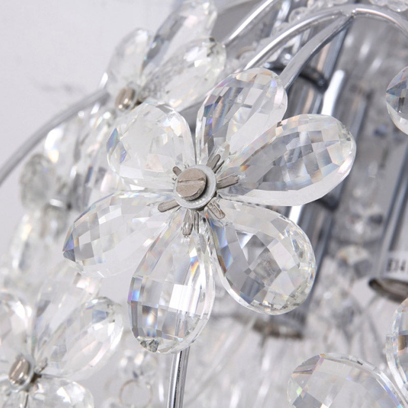 Clear Flower Flush Light Contemporary 6 Heads Crystal Close to Ceiling Lamp for Bedroom Clearhalo 'Ceiling Lights' 'Close To Ceiling Lights' 'Close to ceiling' 'Flush mount' Lighting' 281526