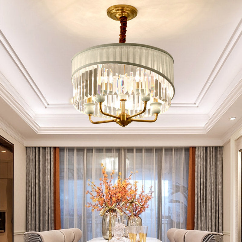 Traditional 5 Bulbs Chandelier Lighting Cylinder Ceiling Pendant Light with Clear Crystal Shade Clearhalo 'Ceiling Lights' 'Chandeliers' Lighting' options 281649
