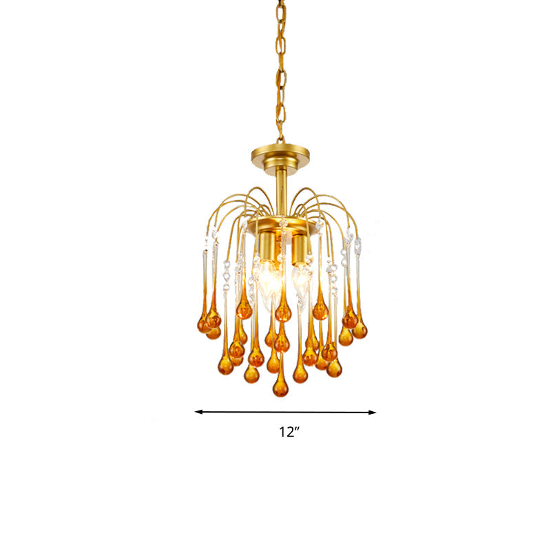 Clear/Deep Tan Crystal Sputnik Pendant Chandelier Traditionary 3/5/6 Bulbs Ceiling Hanging Light in Gold Clearhalo 'Ceiling Lights' 'Chandeliers' Lighting' options 281878