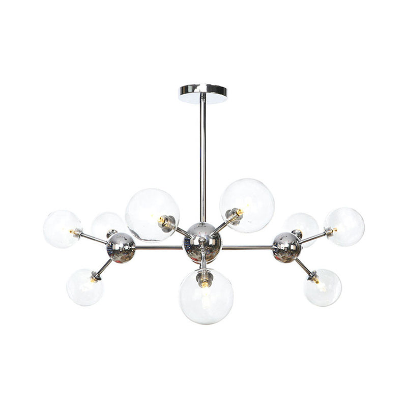 13"/27.5"/34" W Orbit Shade Hanging Chandelier Light Industrial Style Amber/Clear/Smoke Gray Glass 3/9/12 Lights Warehouse Pendant Lamp Clearhalo 'Ceiling Lights' 'Chandeliers' 'Clear' 'Glass shade' 'Glass' 'Industrial Chandeliers' 'Industrial' 'Middle Century Chandeliers' 'Modern' 'Tiffany' 'Traditional Chandeliers' Lighting' 282096