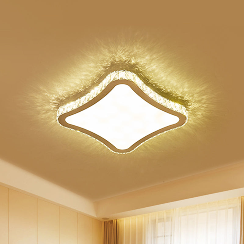 Square Ceiling Mounted Fixture Modern Beveled Crystal LED Chrome Flush Mount Lighting, 11"/15"/19.5" W Chrome Clearhalo 'Ceiling Lights' 'Close To Ceiling Lights' 'Close to ceiling' 'Flush mount' Lighting' 282295