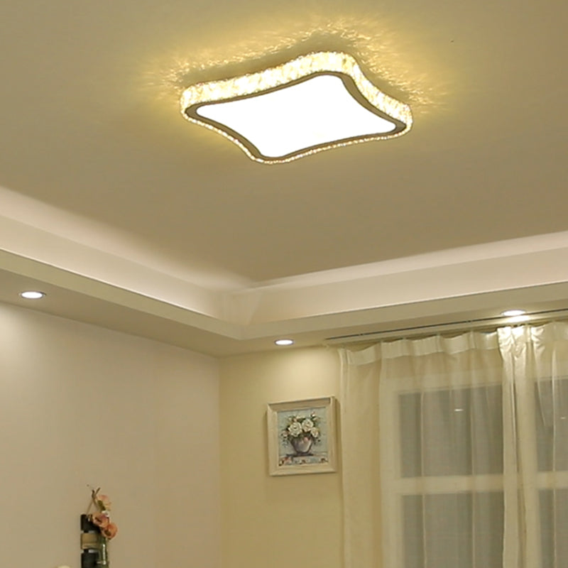Square Ceiling Mounted Fixture Modern Beveled Crystal LED Chrome Flush Mount Lighting, 11"/15"/19.5" W Clearhalo 'Ceiling Lights' 'Close To Ceiling Lights' 'Close to ceiling' 'Flush mount' Lighting' 282297