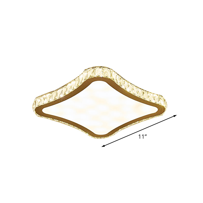 Square Ceiling Mounted Fixture Modern Beveled Crystal LED Chrome Flush Mount Lighting, 11"/15"/19.5" W Clearhalo 'Ceiling Lights' 'Close To Ceiling Lights' 'Close to ceiling' 'Flush mount' Lighting' 282299