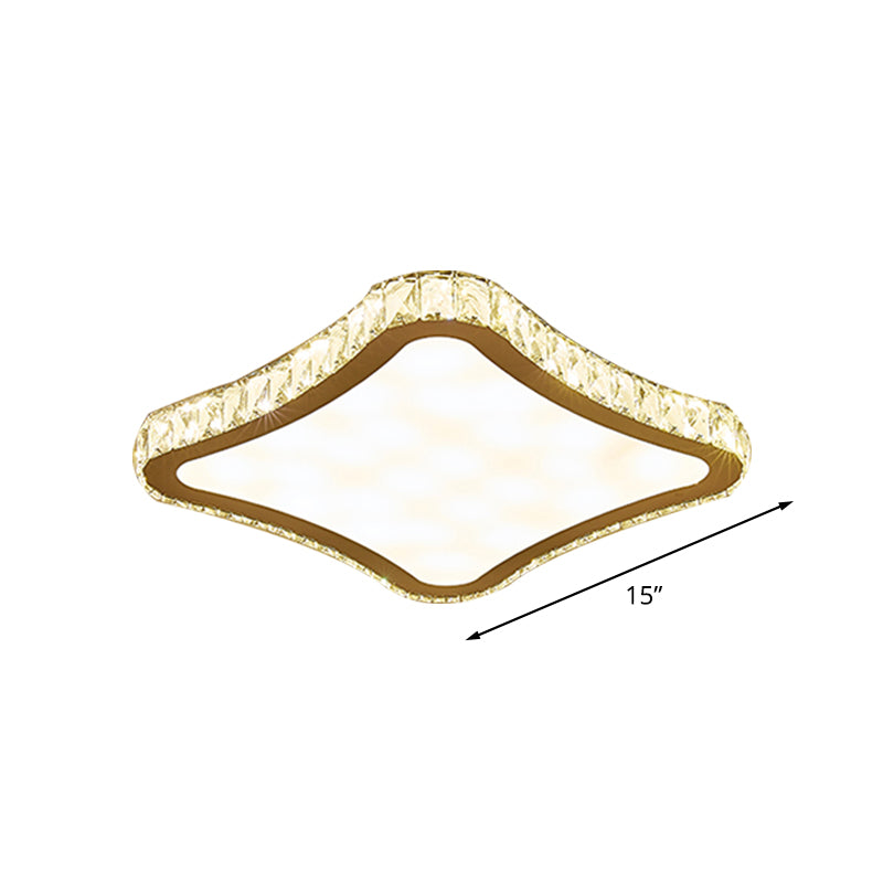 Square Ceiling Mounted Fixture Modern Beveled Crystal LED Chrome Flush Mount Lighting, 11"/15"/19.5" W Clearhalo 'Ceiling Lights' 'Close To Ceiling Lights' 'Close to ceiling' 'Flush mount' Lighting' 282300