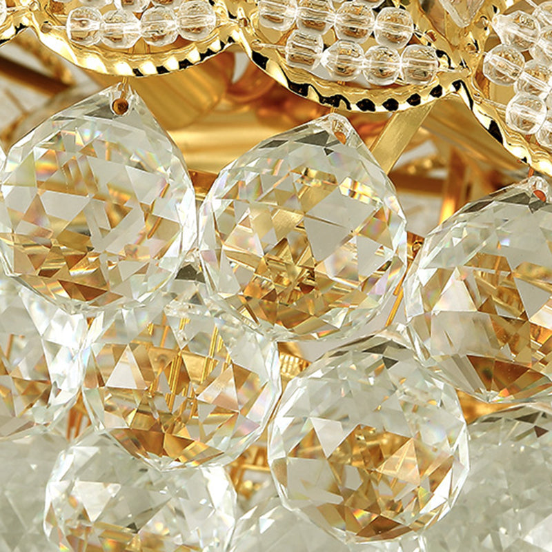 Gold Circular Ceiling Light Contemporary 3 Bulbs Crystal Ball Flush Mount Lamp for Bedroom Clearhalo 'Ceiling Lights' 'Close To Ceiling Lights' 'Close to ceiling' 'Flush mount' Lighting' 282321