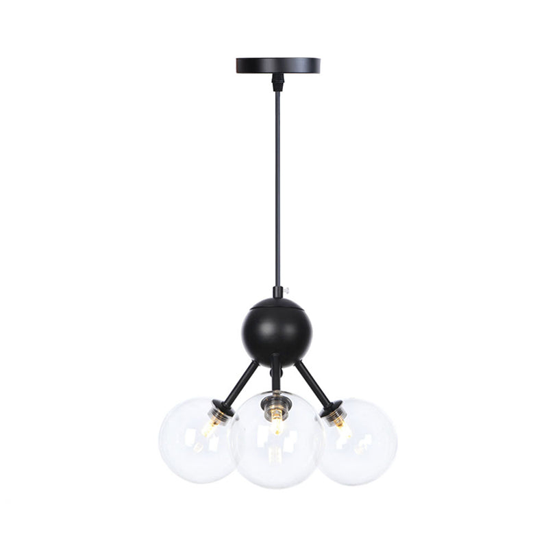 Orb Living Room Chandelier Lamp Amber/Clear/Smoke Gray Glass 3/9/12 Lights Industrial Ceiling Light with Sputnik Design, 13"/27.5"/34" Wide Clearhalo 'Cast Iron' 'Ceiling Lights' 'Chandeliers' 'Clear' 'Industrial Chandeliers' 'Industrial' 'Metal' 'Middle Century Chandeliers' 'Modern' 'Rustic Chandeliers' 'Tiffany' 'Traditional Chandeliers' Lighting' 282362
