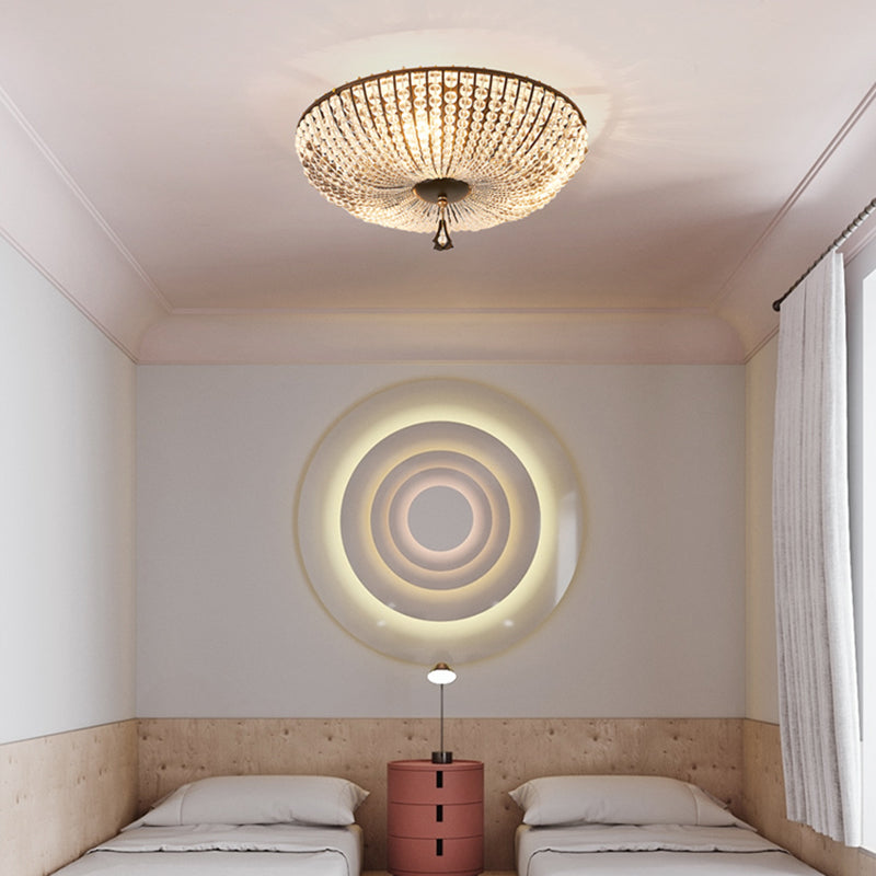 Bowl Close to Ceiling Lamp Modern Clear K9 Crystal 3 Lights Black Flush Mount Lighting for Bedroom Clearhalo 'Ceiling Lights' 'Close To Ceiling Lights' 'Close to ceiling' 'Flush mount' Lighting' 282600
