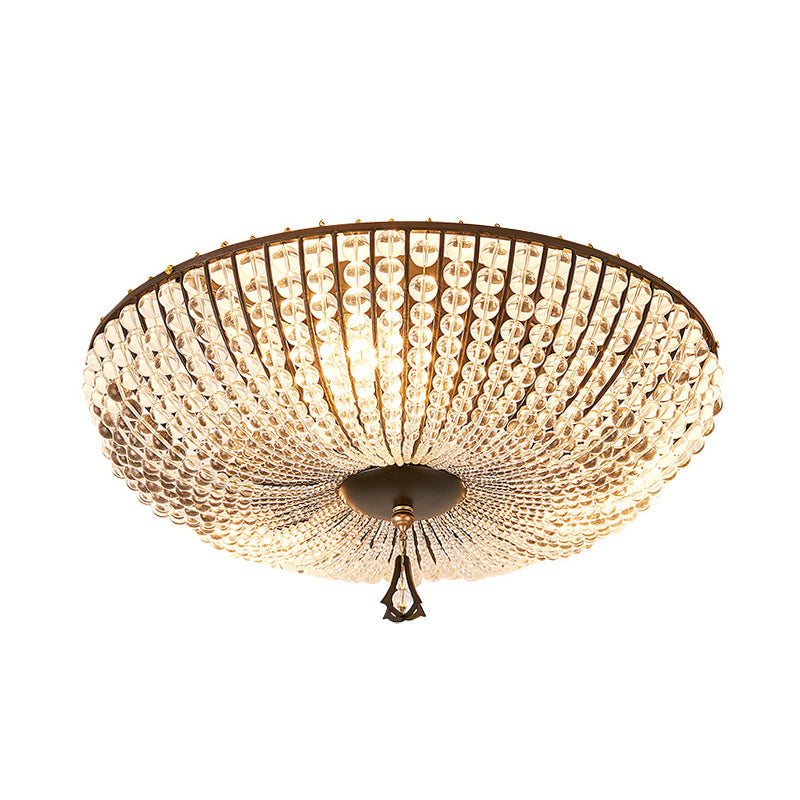 Bowl Close to Ceiling Lamp Modern Clear K9 Crystal 3 Lights Black Flush Mount Lighting for Bedroom Clearhalo 'Ceiling Lights' 'Close To Ceiling Lights' 'Close to ceiling' 'Flush mount' Lighting' 282601