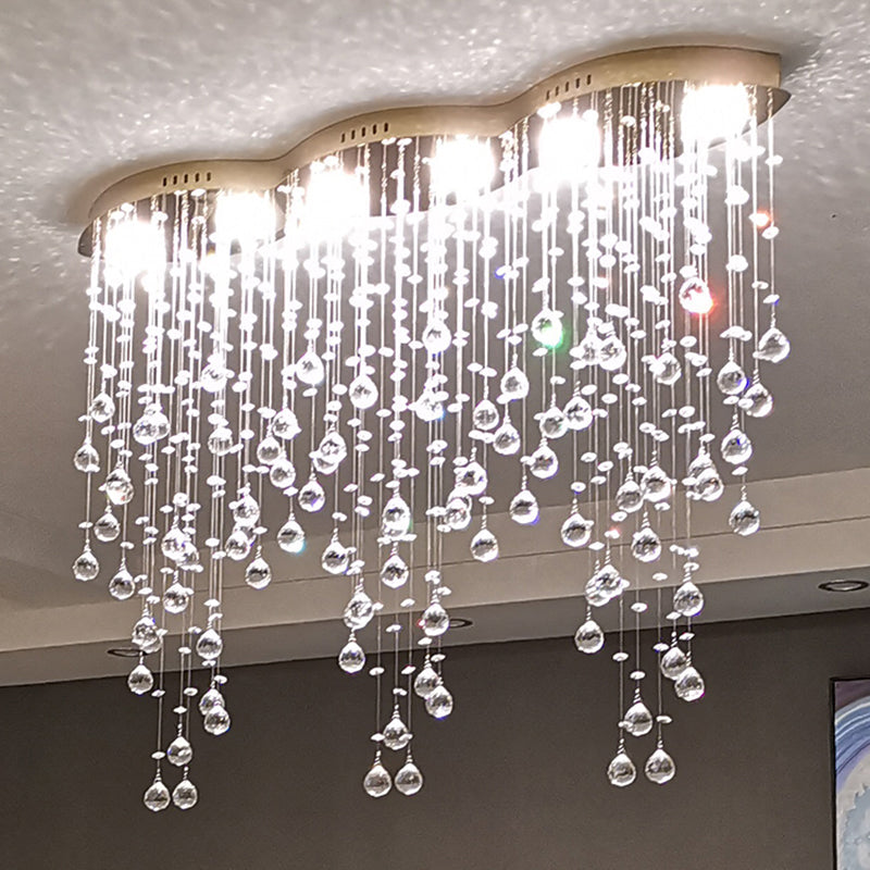 Raindrop Crystal Ceiling Mounted Fixture Modern LED Gold Flush Mount Lamp for Living Room Clearhalo 'Ceiling Lights' 'Close To Ceiling Lights' 'Close to ceiling' 'Flush mount' Lighting' 282605