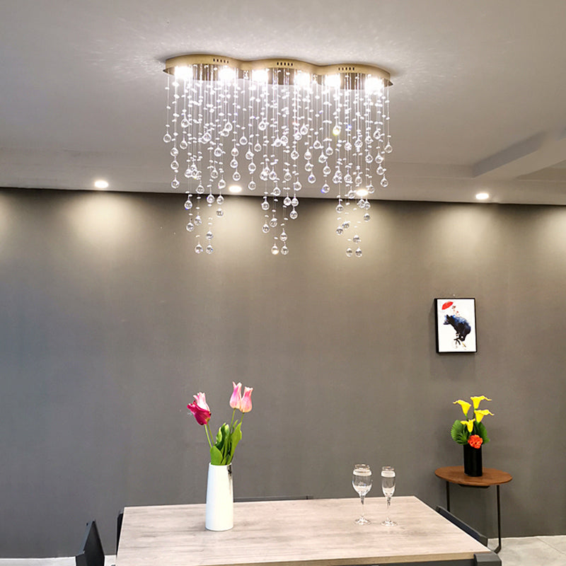 Raindrop Crystal Ceiling Mounted Fixture Modern LED Gold Flush Mount Lamp for Living Room Clearhalo 'Ceiling Lights' 'Close To Ceiling Lights' 'Close to ceiling' 'Flush mount' Lighting' 282606