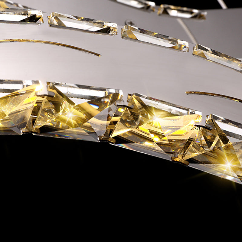 Faceted Crystal 2-Tier Hanging Chandelier Modernist LED Chrome Ceiling Lamp for Dining Room Clearhalo 'Ceiling Lights' 'Chandeliers' 'Modern Chandeliers' 'Modern' Lighting' 282638