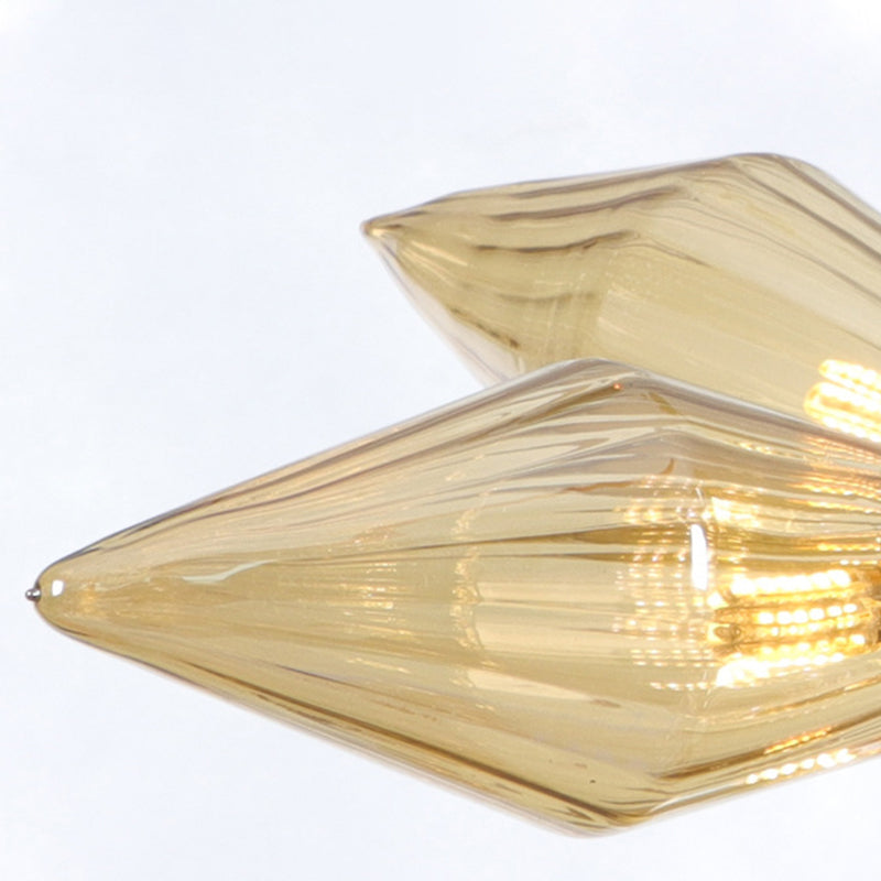 Starburst Design Pendant Lighting Industrial Amber/Clear Ribbed Glass 9/12/15 Heads Bedroom Hanging Chandelier Lamp Clearhalo 'Ceiling Lights' 'Chandeliers' 'Clear' 'Close To Ceiling Lights' 'Glass shade' 'Glass' 'Industrial Chandeliers' 'Industrial' 'Middle Century Chandeliers' 'Modern' 'Tiffany' 'Traditional Chandeliers' Lighting' 283197