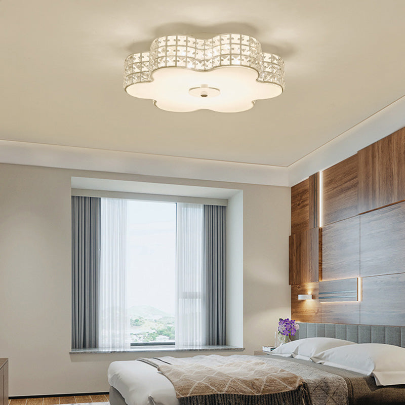 Silver Flower Ceiling Lamp Simple Style Acrylic LED Flush Mount Light Fixture for Bedroom, 12"/16"/19.5" Wide Clearhalo 'Ceiling Lights' 'Close To Ceiling Lights' 'Close to ceiling' 'Flush mount' Lighting' 283236