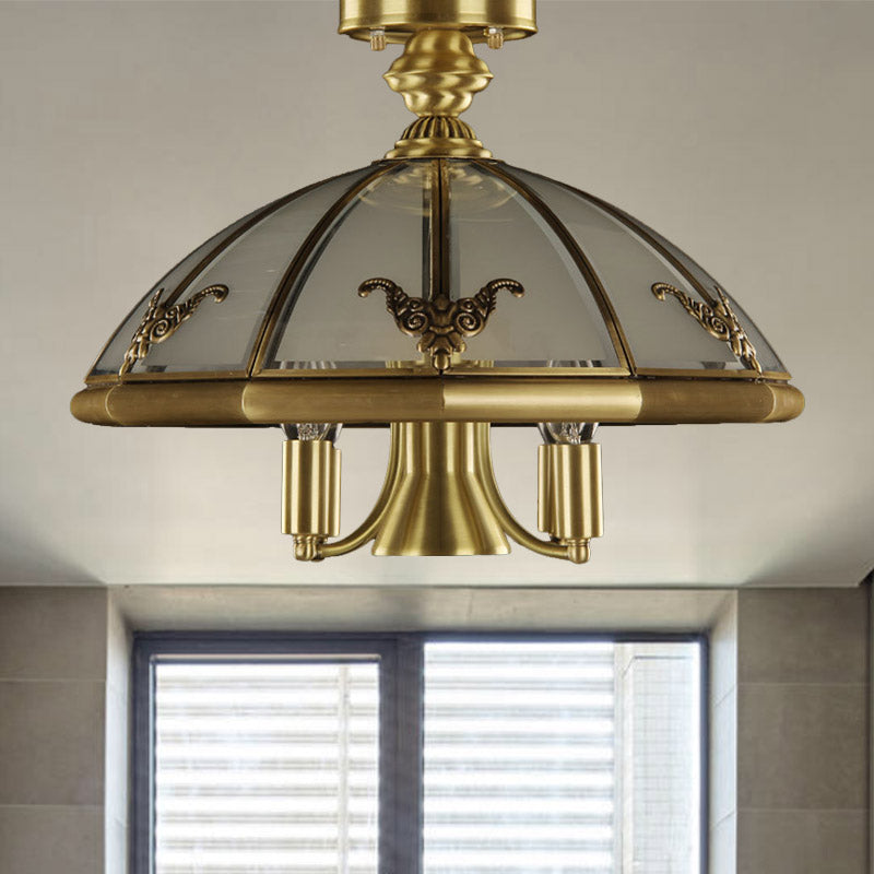 5 Bulbs Sheep/Oval Ceiling Light Fixture Vintage Brass Mouth Blown Opal Glass Semi Flush Mount Lighting for Bedroom Clearhalo 'Ceiling Lights' 'Close To Ceiling Lights' 'Close to ceiling' 'Glass shade' 'Glass' 'Semi-flushmount' Lighting' 283436