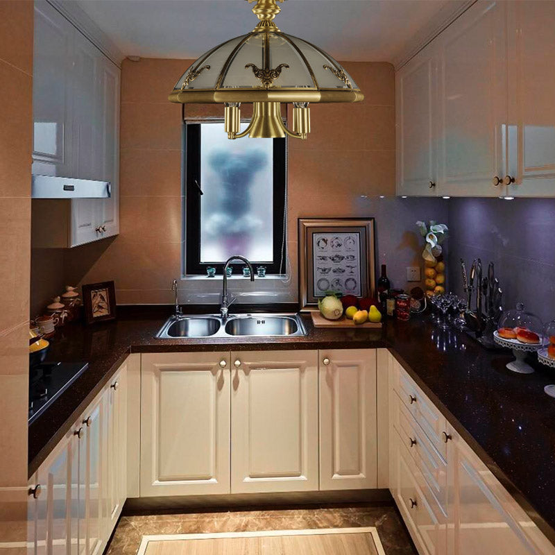 5 Bulbs Sheep/Oval Ceiling Light Fixture Vintage Brass Mouth Blown Opal Glass Semi Flush Mount Lighting for Bedroom Clearhalo 'Ceiling Lights' 'Close To Ceiling Lights' 'Close to ceiling' 'Glass shade' 'Glass' 'Semi-flushmount' Lighting' 283437