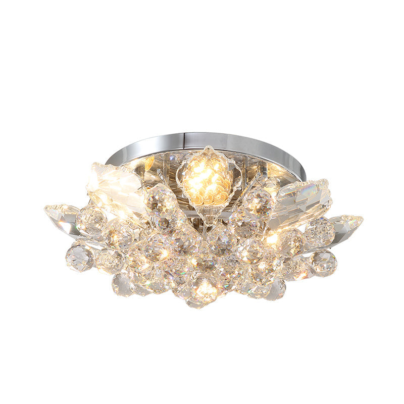 Clear Crystal Ball Cascade Ceiling Lighting Contemporary Gold/Silver LED Semi Flush Mount Clearhalo 'Ceiling Lights' 'Close To Ceiling Lights' 'Close to ceiling' 'Flush mount' Lighting' 283494