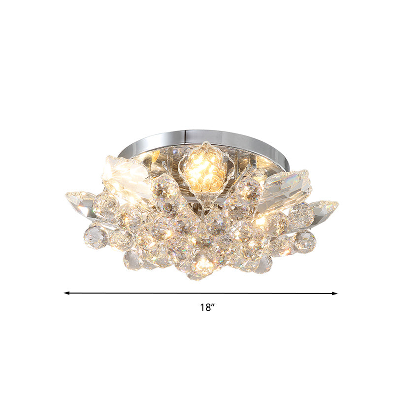 Clear Crystal Ball Cascade Ceiling Lighting Contemporary Gold/Silver LED Semi Flush Mount Clearhalo 'Ceiling Lights' 'Close To Ceiling Lights' 'Close to ceiling' 'Flush mount' Lighting' 283495