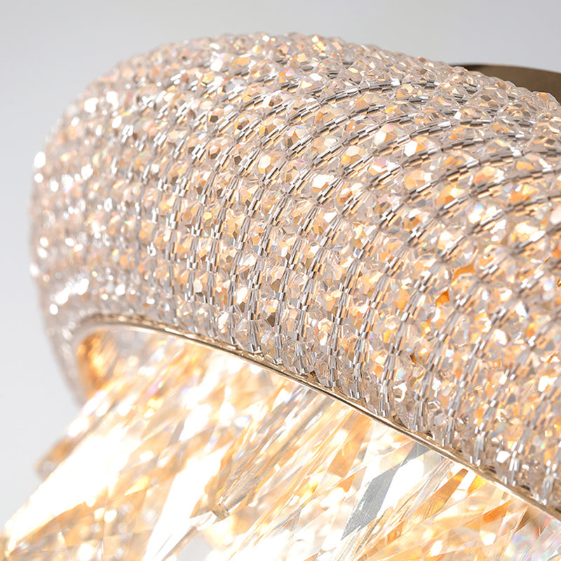 Gold Tapered Ceiling Light Fixture Simple Style Rectangle-Cut Crystal LED Flush Light Clearhalo 'Ceiling Lights' 'Close To Ceiling Lights' 'Close to ceiling' 'Flush mount' Lighting' 283513