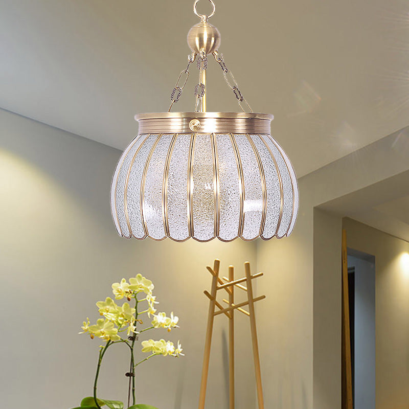 Scalloped Frosted Glass Pendant Chandelier Colonial 6 Bulbs Living Room Hanging Light in White White Clearhalo 'Ceiling Lights' 'Chandeliers' 'Glass shade' 'Glass' Lighting' 283704