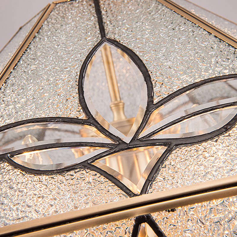7 Bulbs Cone Pendant Light Colonial Clear Seeded Glass Chandelier Lamp for Bedroom Clearhalo 'Ceiling Lights' 'Chandeliers' 'Glass shade' 'Glass' Lighting' 283788