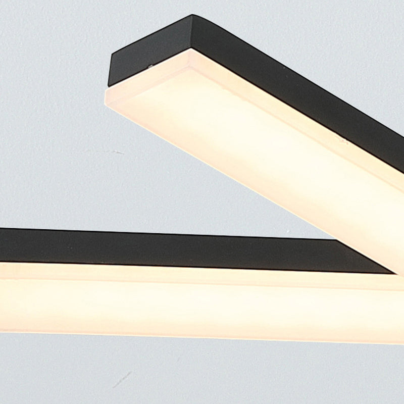 Black Linear Ceiling Mount Light Modernism Metal 27" Wide LED Flush Light Fixture in Natural Light/Remote Control Stepless Dimming Clearhalo 'Ceiling Lights' 'Close To Ceiling Lights' 'Close to ceiling' 'Flush mount' Lighting' 284539