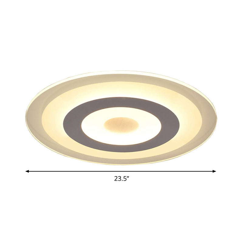 White Disc Flush Mount Fixture Simple Style White 16"/19.5"/23.5" Wide LED Ceiling Light, Outer White Inner Warm/Outer Warm Inner White Light Clearhalo 'Ceiling Lights' 'Close To Ceiling Lights' 'Close to ceiling' 'Flush mount' Lighting' 284604