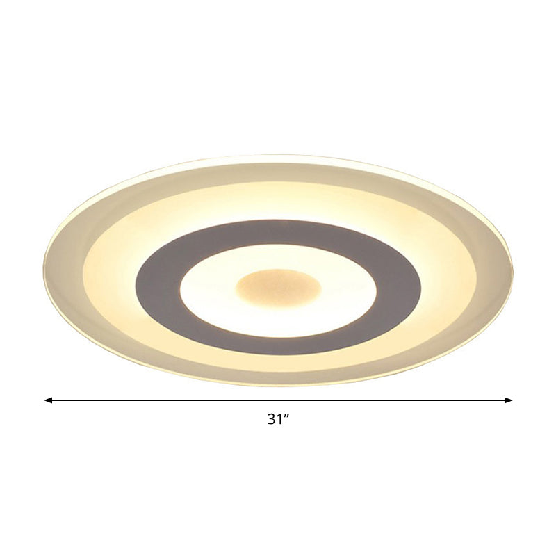 White Disc Flush Mount Fixture Simple Style White 16"/19.5"/23.5" Wide LED Ceiling Light, Outer White Inner Warm/Outer Warm Inner White Light Clearhalo 'Ceiling Lights' 'Close To Ceiling Lights' 'Close to ceiling' 'Flush mount' Lighting' 284605
