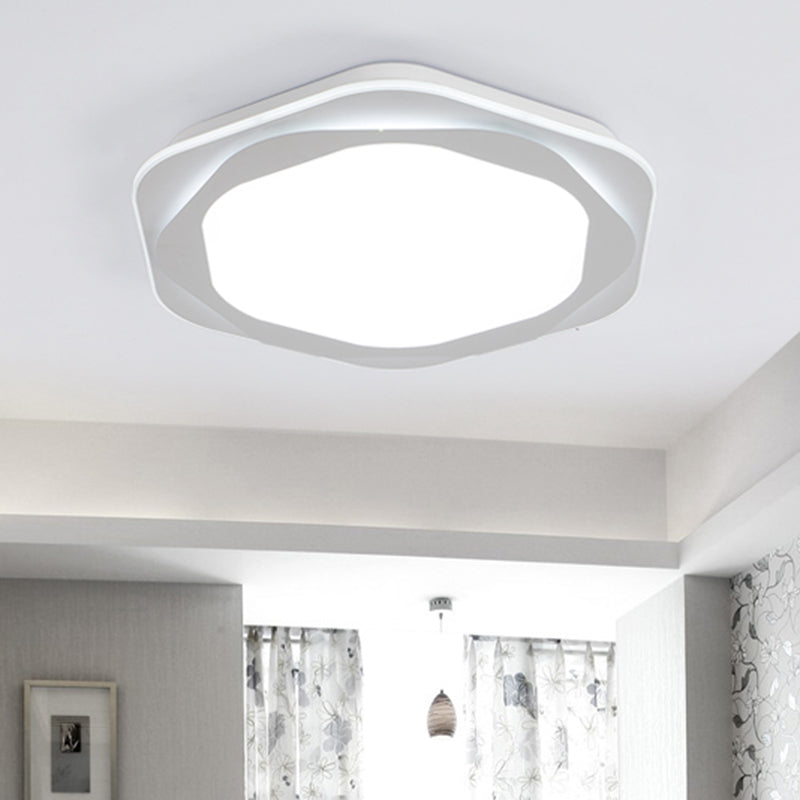 Hexagon Acrylic Flush Mount Lighting Contemporary White 16.5"/20.5" Wide LED Ceiling Lamp, Warm/White/3 Color Light White White Clearhalo 'Ceiling Lights' 'Close To Ceiling Lights' 'Close to ceiling' 'Flush mount' Lighting' 284690