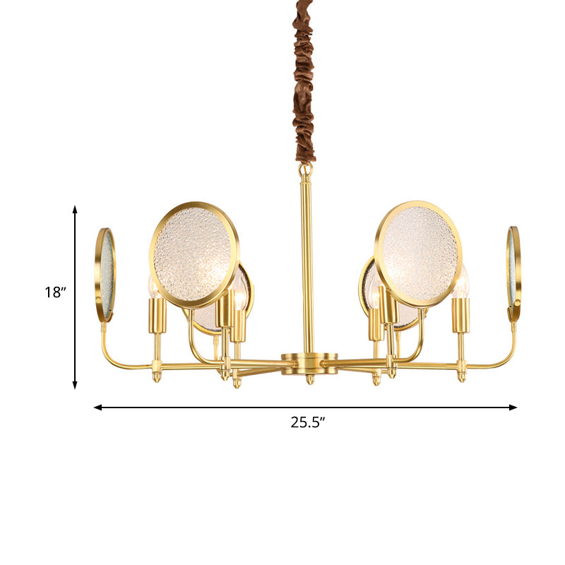 Seeded Glass Gold Chandelier Candle 6/8 Lights Colonialism Down Lighting Pendant for Living Room Clearhalo 'Ceiling Lights' 'Chandeliers' 'Glass shade' 'Glass' Lighting' 284806
