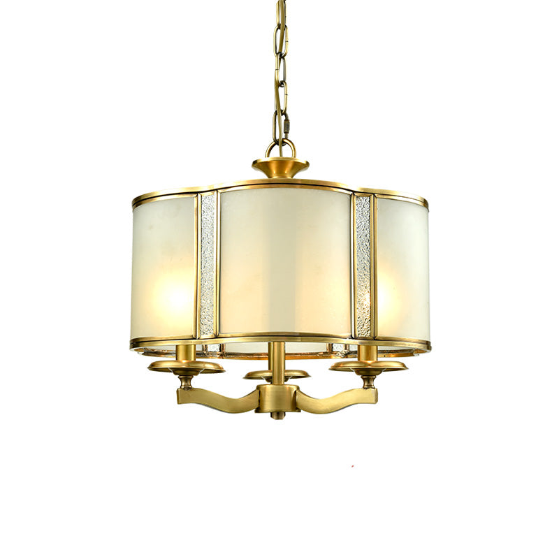 Scalloped Dining Table Pendant Chandelier Colonialism Opal White Glass 3/4 Heads Hanging Ceiling Light Clearhalo 'Ceiling Lights' 'Chandeliers' 'Glass shade' 'Glass' Lighting' 284889