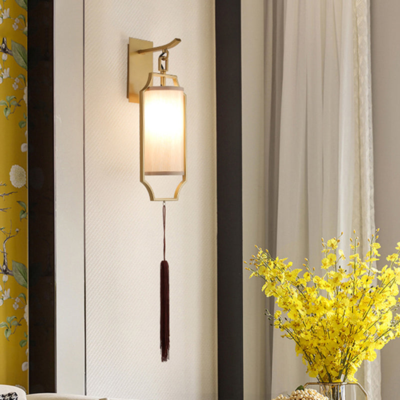 Gold Cylinder Wall Lighting Idea Traditional Metal 1 Light Living Room Sconce Light Fixture Gold Clearhalo 'Wall Lamps & Sconces' 'Wall Lights' Lighting' 285346