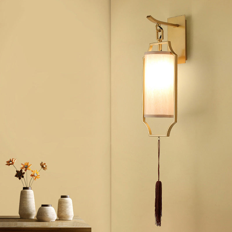 Gold Cylinder Wall Lighting Idea Traditional Metal 1 Light Living Room Sconce Light Fixture Clearhalo 'Wall Lamps & Sconces' 'Wall Lights' Lighting' 285347