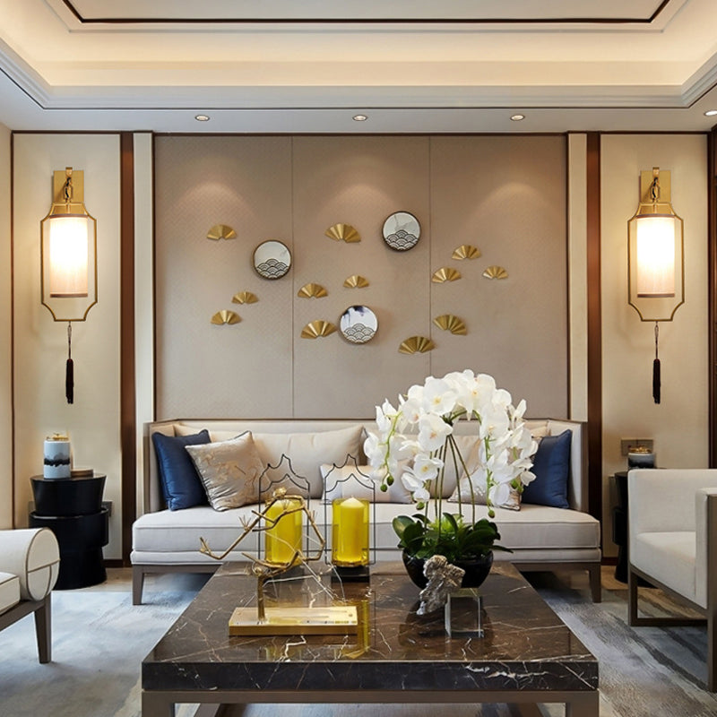Gold Cylinder Wall Lighting Idea Traditional Metal 1 Light Living Room Sconce Light Fixture Clearhalo 'Wall Lamps & Sconces' 'Wall Lights' Lighting' 285348