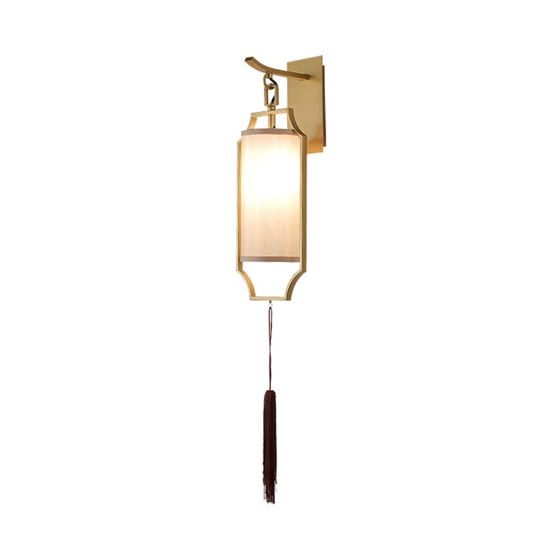 Gold Cylinder Wall Lighting Idea Traditional Metal 1 Light Living Room Sconce Light Fixture Clearhalo 'Wall Lamps & Sconces' 'Wall Lights' Lighting' 285349