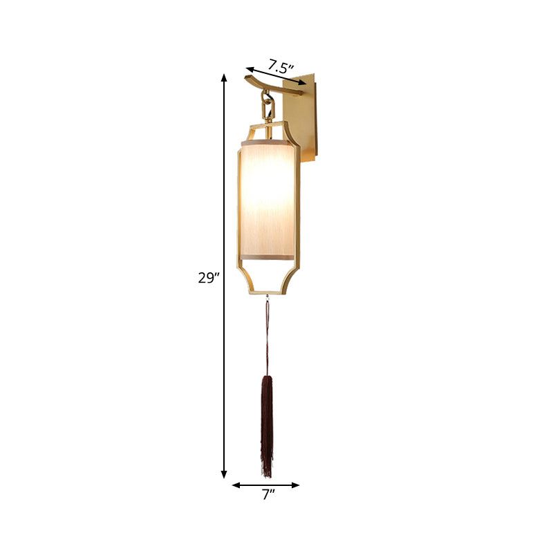 Gold Cylinder Wall Lighting Idea Traditional Metal 1 Light Living Room Sconce Light Fixture Clearhalo 'Wall Lamps & Sconces' 'Wall Lights' Lighting' 285350