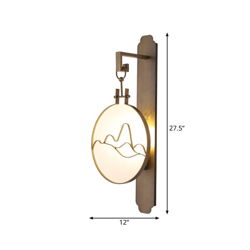 Round Bedside Wall Lighting Traditional Metal 10"/12" Wide 1 Light Brass Sconce Light Fixture Clearhalo 'Wall Lamps & Sconces' 'Wall Lights' Lighting' 285363