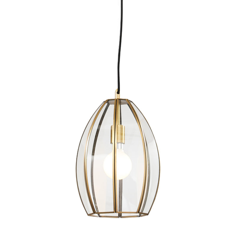 Oval/Bell Clear Glass Hanging Light Kit Simple 1 Light 12"/12.5"/13" Wide Dining Room Suspension Pendant Lamp Clearhalo 'Ceiling Lights' 'Glass shade' 'Glass' 'Pendant Lights' 'Pendants' Lighting' 285586