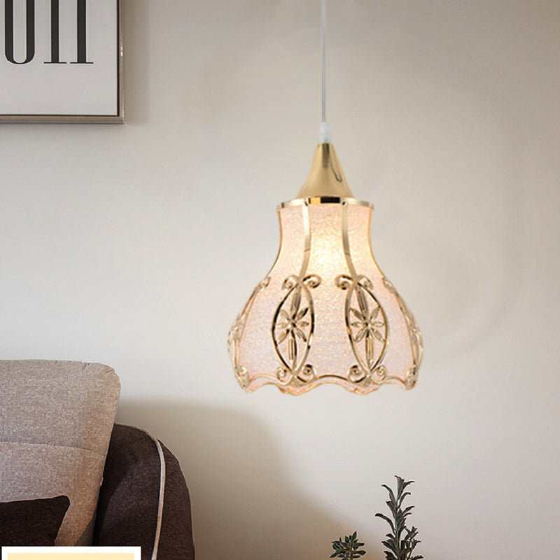 White 1 Light Hanging Pendant Traditional Plastic Dome/Drum/Wide Flare Suspension Lamp for Dining Room White Wide Flare Clearhalo 'Ceiling Lights' 'Chandeliers' 'Glass shade' 'Glass' 'Pendant Lights' 'Pendants' Lighting' 285969