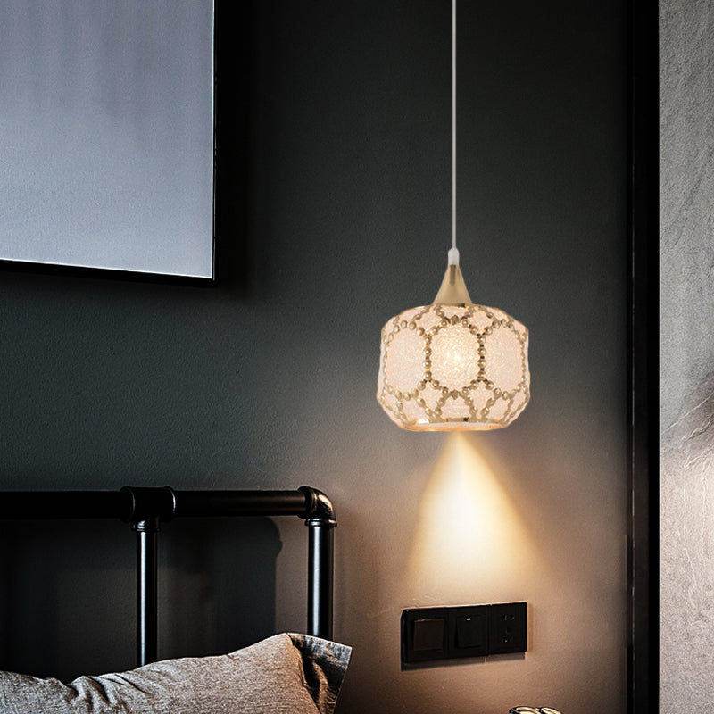White 1 Light Hanging Pendant Traditional Plastic Dome/Drum/Wide Flare Suspension Lamp for Dining Room Clearhalo 'Ceiling Lights' 'Chandeliers' 'Glass shade' 'Glass' 'Pendant Lights' 'Pendants' Lighting' 285974