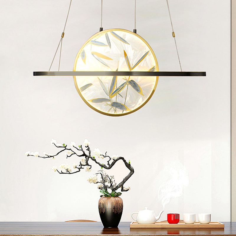 LED Chandelier Light Fixture Traditional Style Oval Frosted Glass Suspension Lamp in Gold Clearhalo 'Ceiling Lights' 'Chandeliers' 'Glass shade' 'Glass' 'Pendant Lights' Lighting' 286161