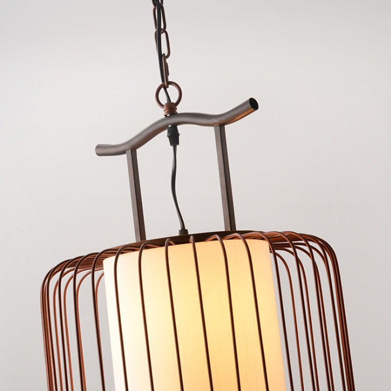 White/Red Lantern Pendant Lighting Fixture Classic Fabric 10"/12"/14" Wide 1 Light Tea Room Suspension Lamp Clearhalo 'Ceiling Lights' 'Pendant Lights' 'Pendants' Lighting' 286249