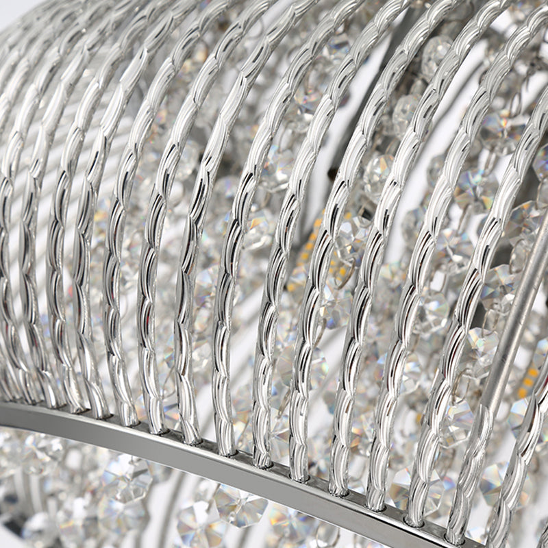 8 Heads Crystal Beaded Pendant Chandelier Modern Chrome Dining Room Suspension Light Clearhalo 'Ceiling Lights' 'Chandeliers' 'Modern Chandeliers' 'Modern' Lighting' 286356