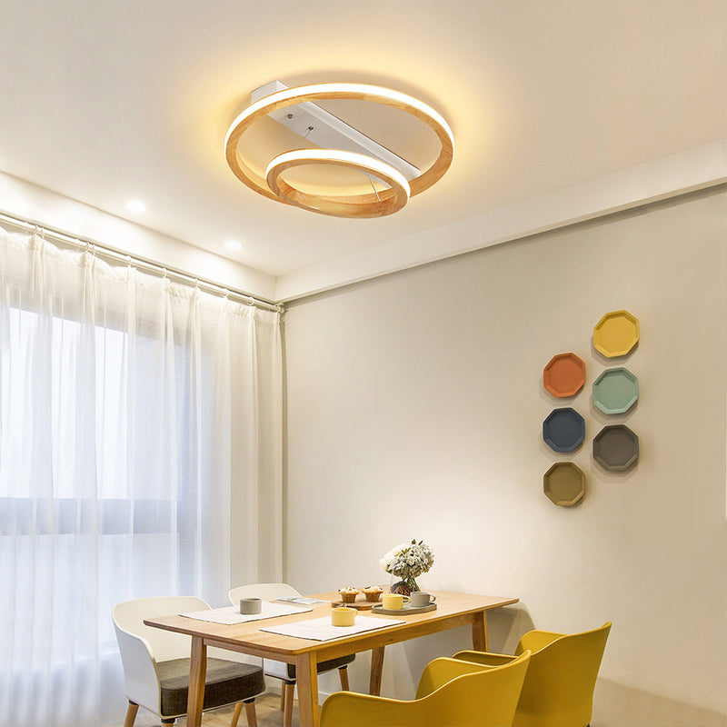 Ring Wood Ceiling Light Fixture Modern Beige 17"/21"/25" Wide LED Flush Mount Lighting Clearhalo 'Ceiling Lights' 'Close To Ceiling Lights' 'Close to ceiling' 'Flush mount' Lighting' 286429