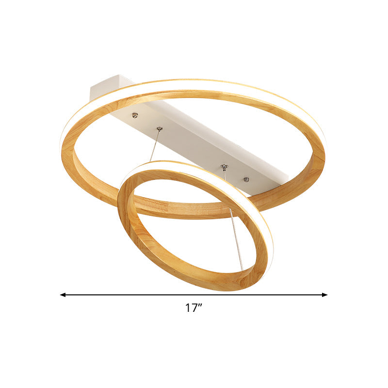 Ring Wood Ceiling Light Fixture Modern Beige 17"/21"/25" Wide LED Flush Mount Lighting Clearhalo 'Ceiling Lights' 'Close To Ceiling Lights' 'Close to ceiling' 'Flush mount' Lighting' 286431