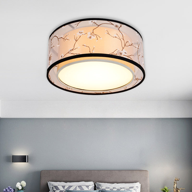 White 16"/19.5"/23.5" Wide 4 Lights Flush Mount Lamp Traditional Style Fabric Drum Shade Ceiling Light Fixture White Clearhalo 'Ceiling Lights' 'Close To Ceiling Lights' 'Close to ceiling' 'Flush mount' Lighting' 286714
