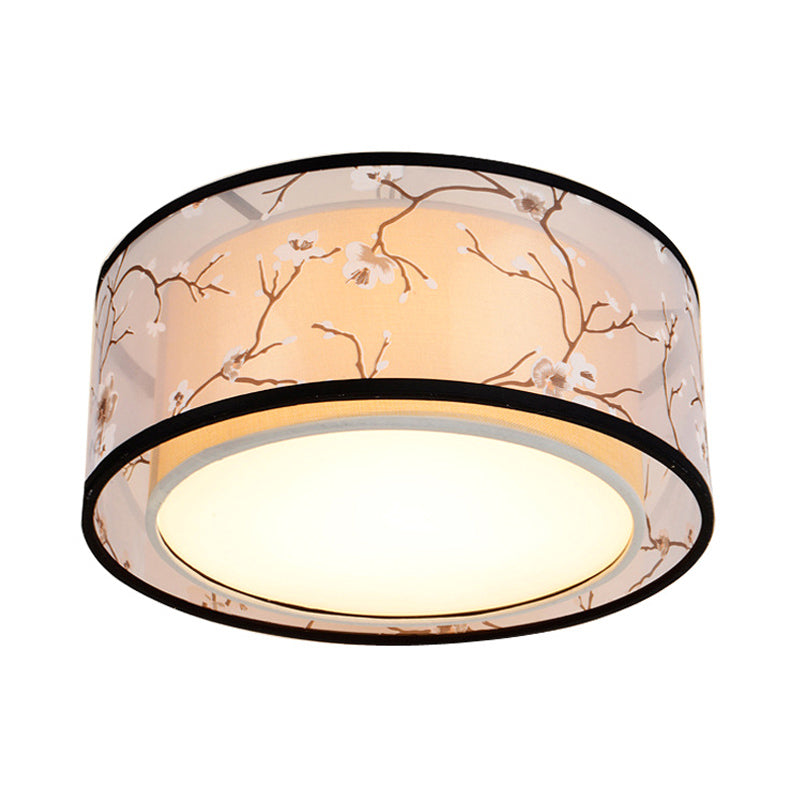 White 16"/19.5"/23.5" Wide 4 Lights Flush Mount Lamp Traditional Style Fabric Drum Shade Ceiling Light Fixture Clearhalo 'Ceiling Lights' 'Close To Ceiling Lights' 'Close to ceiling' 'Flush mount' Lighting' 286717