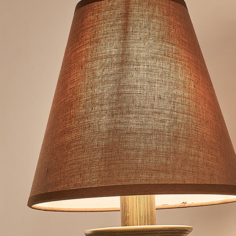 Cone Metal Wall Light Vintage 1 Bulb Bedroom Sconce Lighting Fixture in Brass with Fabric Shade Clearhalo 'Wall Lamps & Sconces' 'Wall Lights' Lighting' 286799