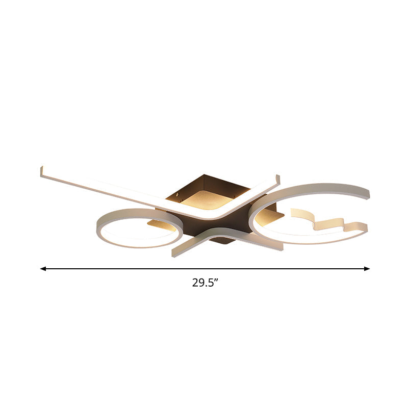 Acrylic Geometric Flush Mount Lighting Contemporary 3/4 Lights Black/White Ceiling Fixture in Warm/White Light Clearhalo 'Ceiling Lights' 'Close To Ceiling Lights' 'Close to ceiling' 'Flush mount' Lighting' 286809